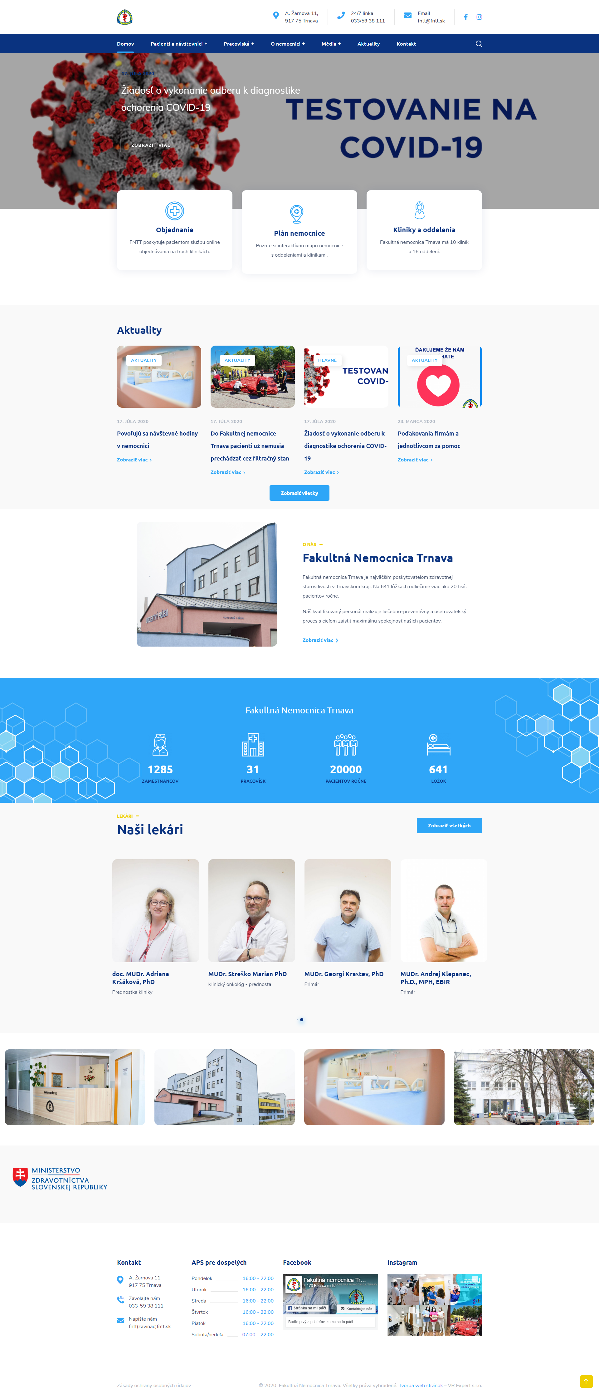 Fakultná nemocnica Trnava - webstránka