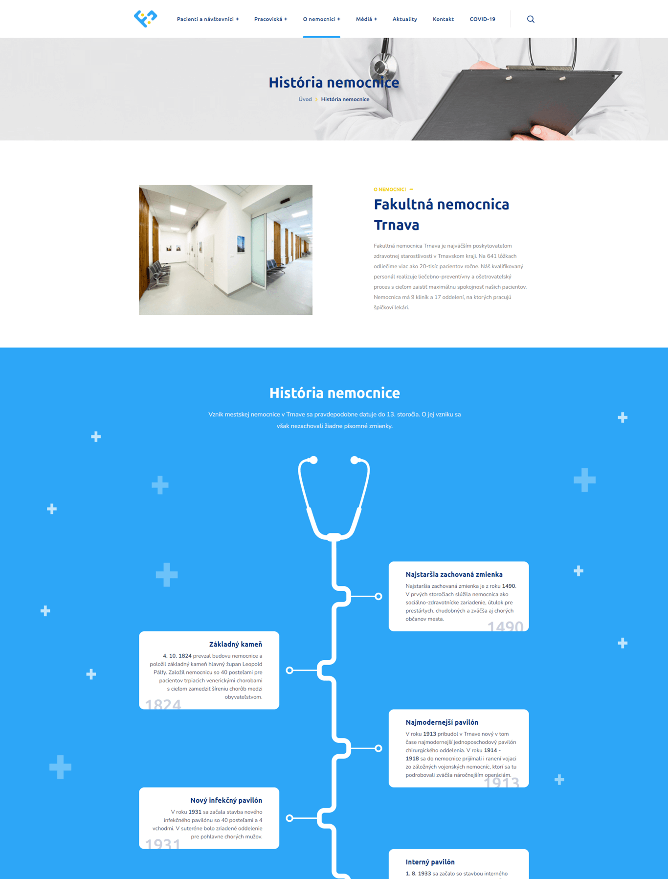 Fakultná nemocnica Trnava - webstránka - história nemocnice
